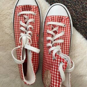 Red Checkered Kids Shoes